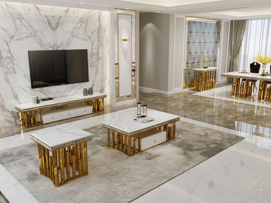 acheter Élégance moderne: table à manger en marbre en acier inoxydable online manufacture