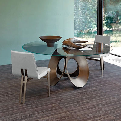 acheter Salle de banquets en marbre Restaurant Table à manger circulaire avec des jambes en acier inoxydable online manufacture