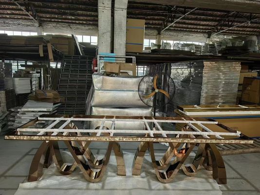 acheter Piédestal en acier inoxydable sur mesure de luxe, table à manger en marbre faux, pour usage domestique et commercial online manufacture