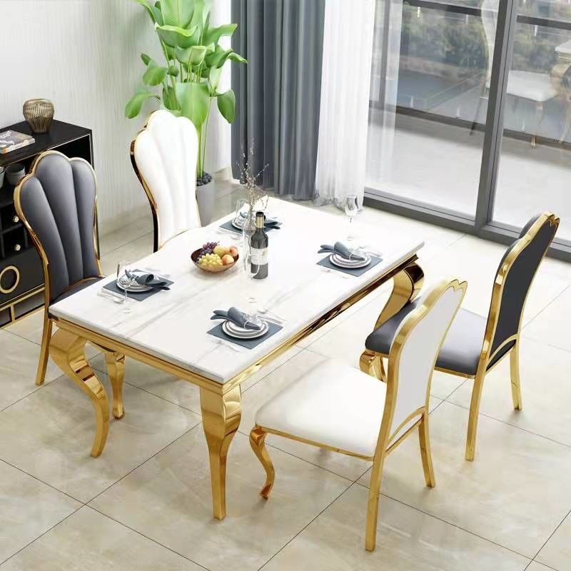 Tables à manger en verre trempé / marbre rectangulaire pour 6 appartements de taille moyenne