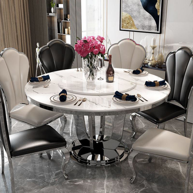 Salle à manger ronde Tables en marbre en acier inoxydable Couleur personnalisée